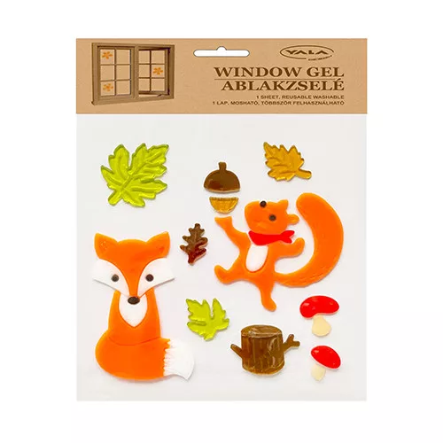 Ablakzselé 25x20 cm róka és mókus