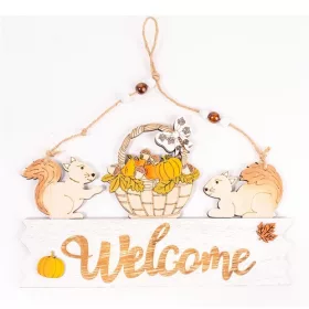 Dekor fa kopogtató Welcome felirattal 22x14 cm
