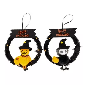   Dekor textil kopogtató Happy Halloween fekete 22 cm - 2 féle