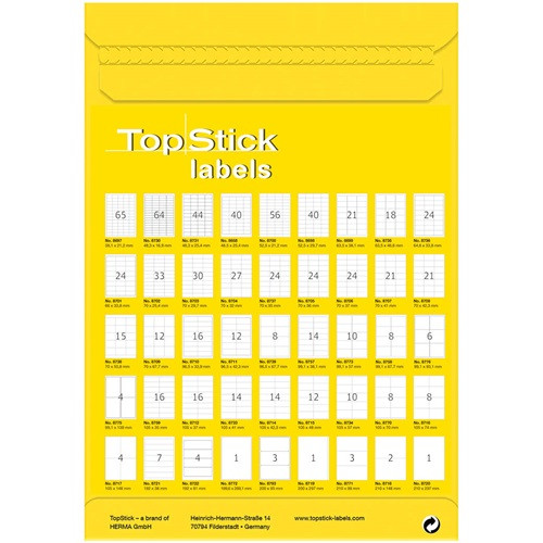 Etikett címke Topstick 105x41 mm szegéllyel 100 ív 1400 db/doboz