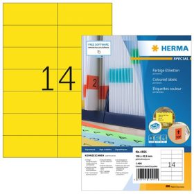   Etikett címke Herma 105x42.3 mm szegély nélküli sárga 100 ív 1400 db/doboz