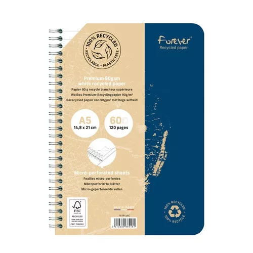 Spirálfüzet Clairefontaine Forever Premium A/5 60 lapos, vonalas