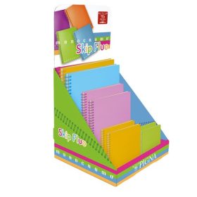   Display Pigna Monocromo PPL Skip Fluo többféle méret kockás spirálfüzetekkel