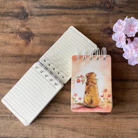   Jegyzetfüzet Alex Clark, vonalas, 10,5x7,5 cm,spirálos, 112 oldal,Goldie virággal