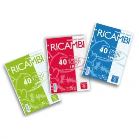   Gyűrűs könyv betét Pigna Ricambi A/5 40 lapos fehér kockás