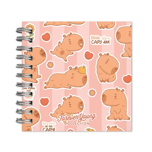 Spirál notesz Forever Young A/6 négyzet keménytáblás Capybara