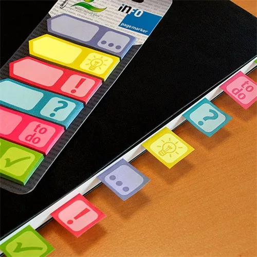 Oldaljelölő papír Info Notes 18x55 mm 6x25 lapos színes mintás