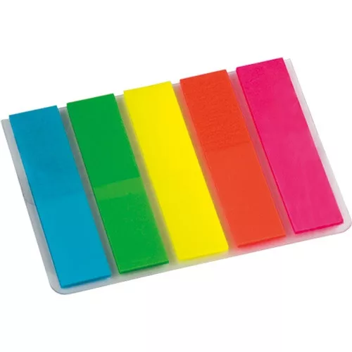 Oldaljelölő műanyag Info Notes 12x44 mm 5x25 lapos neon vegyes színek