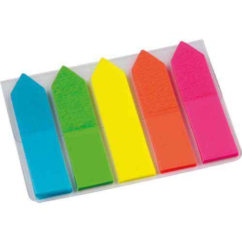 Oldaljelölő műanyag Info Notes 12x44 mm 5x25 lapos neon vegyes nyíl