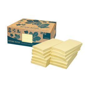   Öntapadós jegyzettömb Info Notes 125x75 mm 100 lapos sárga környezetbarát