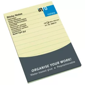   Öntapadós jegyzettömb Info Notes 100x150 mm 100 lapos sárga vonalas