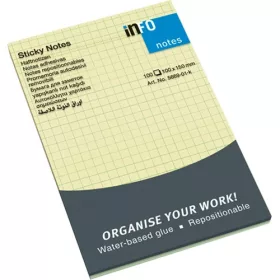   Öntapadós jegyzettömb Info Notes 100x150 mm 100 lapos sárga kockás