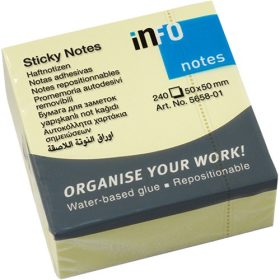   Öntapadós jegyzettömb Info Notes 50x50 mm 240 lapos sárga