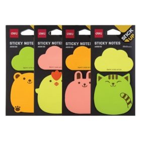   Öntapadós jegyzettömb DELI "Stick UP"  76x76 mm 2x20 lap vegyes állatos-figurás minta