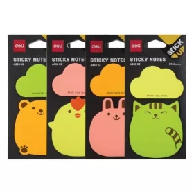   Öntapadós jegyzettömb DELI "Stick UP"  76x76 mm 2x20 lap vegyes állatos-figurás minta