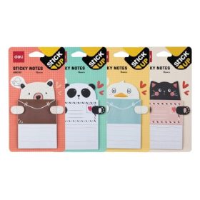   Öntapadós jegyzettömb DELI "Stick UP" 76x101 mm 15 lap vegyes állatos minta