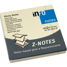  Öntapadós jegyzettömb Info Notes 75x75 mm Z tömb 100 lapos sárga