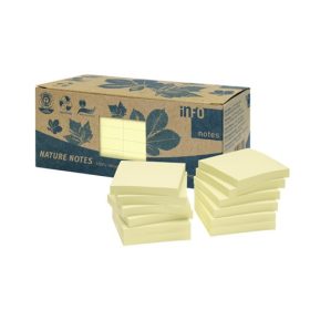   Öntapadós jegyzettömb Info Notes 75x75 mm 100 lapos sárga környezetbarát