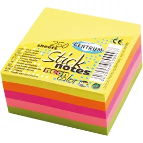   Öntapadós jegyzettömb Centrum Stick Notes 51x51 mm 250 lapos neon vegyes színek