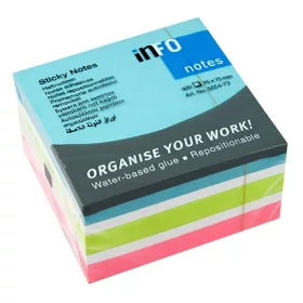   Öntapadós jegyzettömb Info Notes Mix 75x75 mm 400 lapos színes-fehér