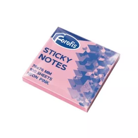 Öntapadós jegyzettömb Forofis 76x76 mm 80 lapos neon pink