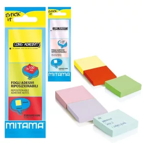   Öntapadós jegyzettömb Mitama 50x50 mm 100 lapos vegyes színek 3 db/csomag