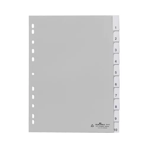 Elválasztólap PP Durable A/4 1-10-ig szürke