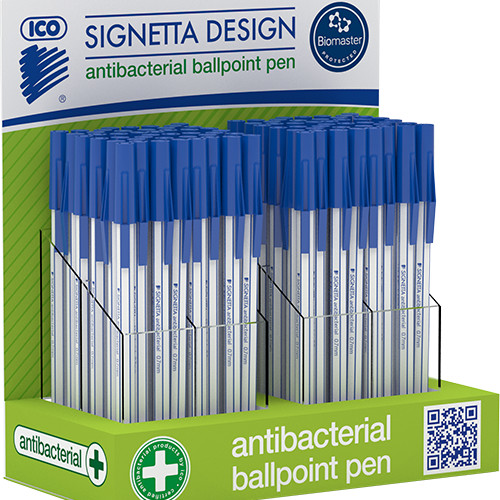 Golyóstoll Ico Signetta antibakteriális 0,7 mm kék eldobható DP120