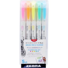   Ecsetirón Zebra Mildliner Brush&Marker Fluorescent 5-ös készlet
