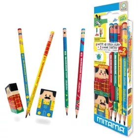 Ceruza Mitama, famentes, 4 db-os klt. 2db radírral