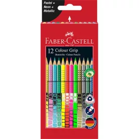   Színes ceruza Faber-Castell Grip 12 db-os klt. (pasztell,neon,metál színek)
