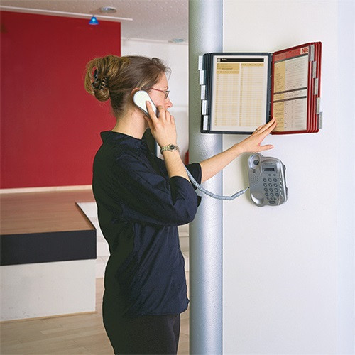 Bemutatótábla-tartó Durable Sherpa fali 10 db-os táblával (5 piros + 5 fekete panellel)