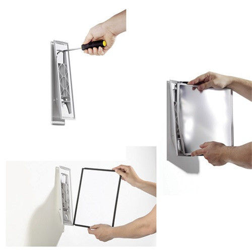 Bemutatótábla-tartó Durable Sherpa fali 10 db-os táblával (5 piros + 5 fekete panellel)