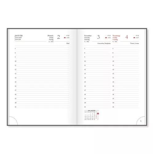 Határidőnapló Period Border A/5 napi körbev. Rózsa 2026