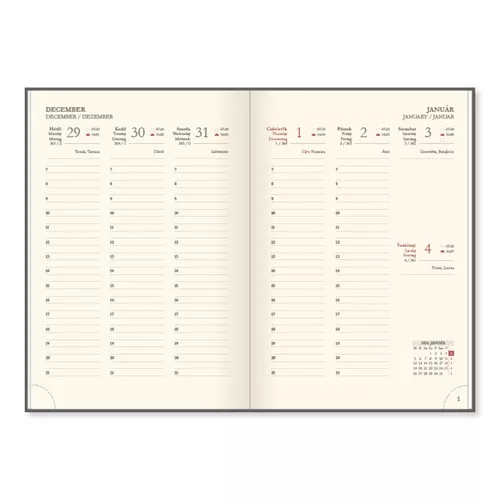 Határidőnapló Period Chamois B/5 heti körbev. bordó 2026