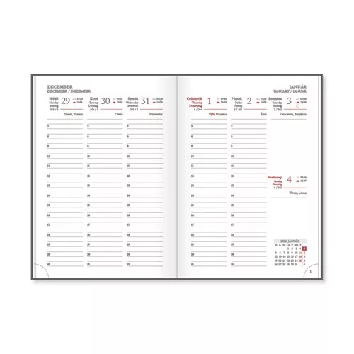 Határidőnapló Period Lamé B/6 heti körbev. Lamé ezüst 2026