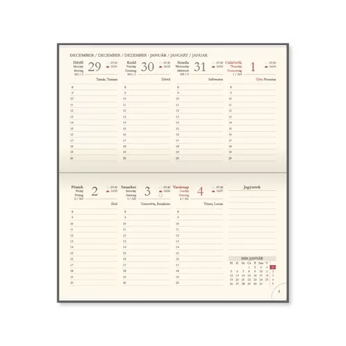 Határidőnapló Period Chamois Zsebnaptár fekvő körbev. zöld 2026