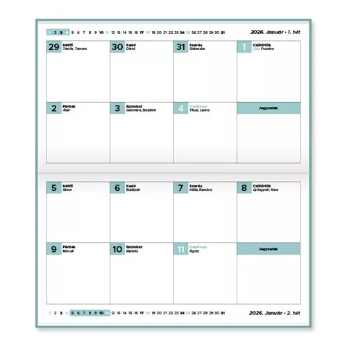 Naptár Tűzött mini zseb fekvő Harmony 2026