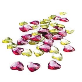   Kreatív CF dekor kristály szív piros-sárga színű 50 db/csomag