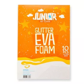   Kreatív Junior csillámos dekor gumilap A/4, fehér, 10 db/csomag