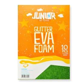   Kreatív Junior csillámos dekor gumilap A/4, zöld, 10 db/csomag