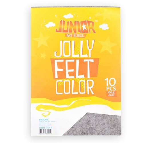 Kreatív Junior filc lapok A/4, szürke, 10 db/csomag