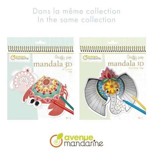 Kreatív színező Avenue Mandarine Graffy Pop Mandala 3D, spirálos, Tengeri állatok