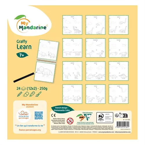 Kreatív színezőfüzet Avenue Mandarine Graffy Learn Dinoszauruszok