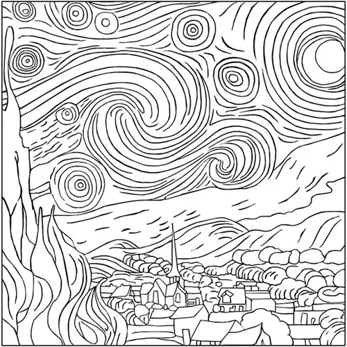 Kreatív színezőfüzet Fridolin Van Gogh 4 motívum, összecsukható