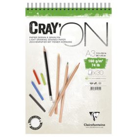   Művészeti rajztömb Clairefontaine CrayON A/3 30 lap 160g spirálos fehér