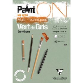   Művészeti rajztömb Clairefontaine PaintON A/5 30 lap 250g ragasztott szürkészöld enyhén szemcsés