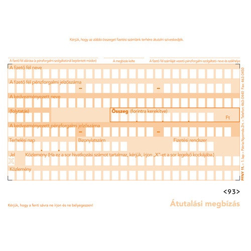 Átutalási megbízás leporelló 180x12 coll 2 példányos 800 ív/doboz