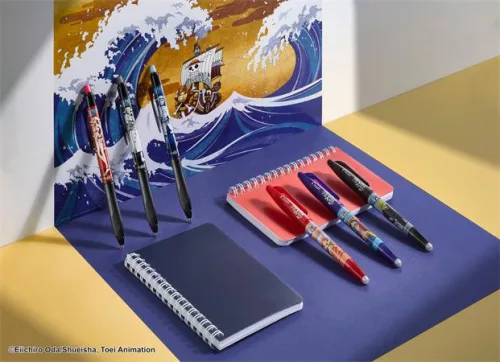 PILOT Rollertoll készlet, 0,35 mm, nyomógombos, PILOT "Frixion Ball"/"Frixion Ball Plus", 3különböző szín+One Piece matrica