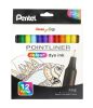 PENTEL Tűfilc készlet, 0,4 mm, PENTEL "Pointliner", 12 különböző szín